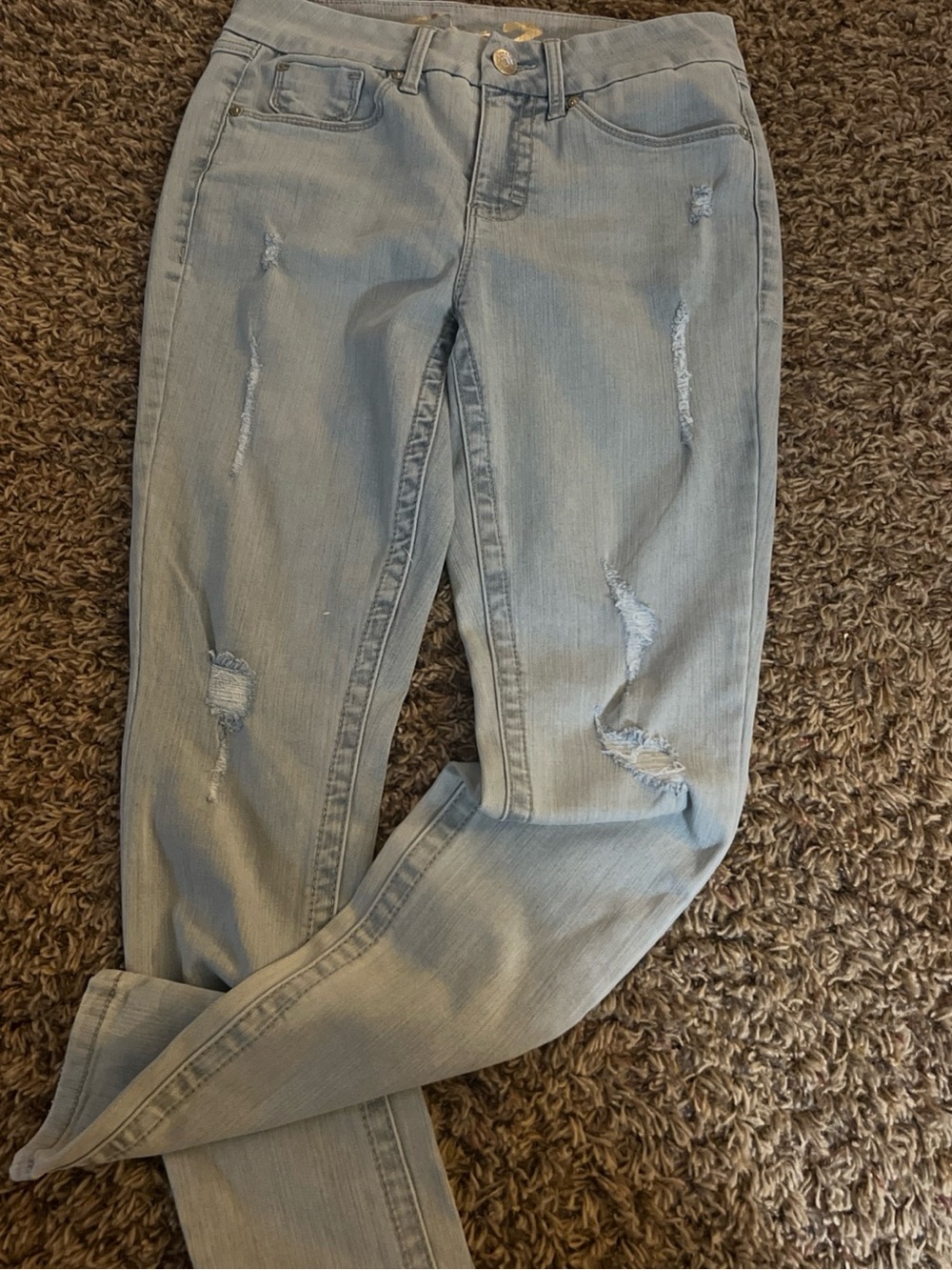 Seven7 Light Blue Distressed Skinny Jeans